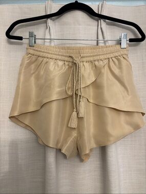TRYB Designer Silk Shell Layered Tassel Skort - Cream/Ivory, Small